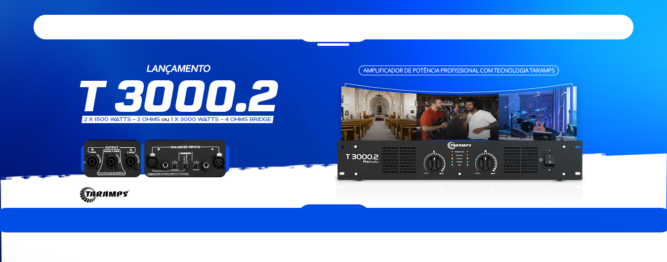 Imagem banner do amplificador T 3000.2 da linha profissional.